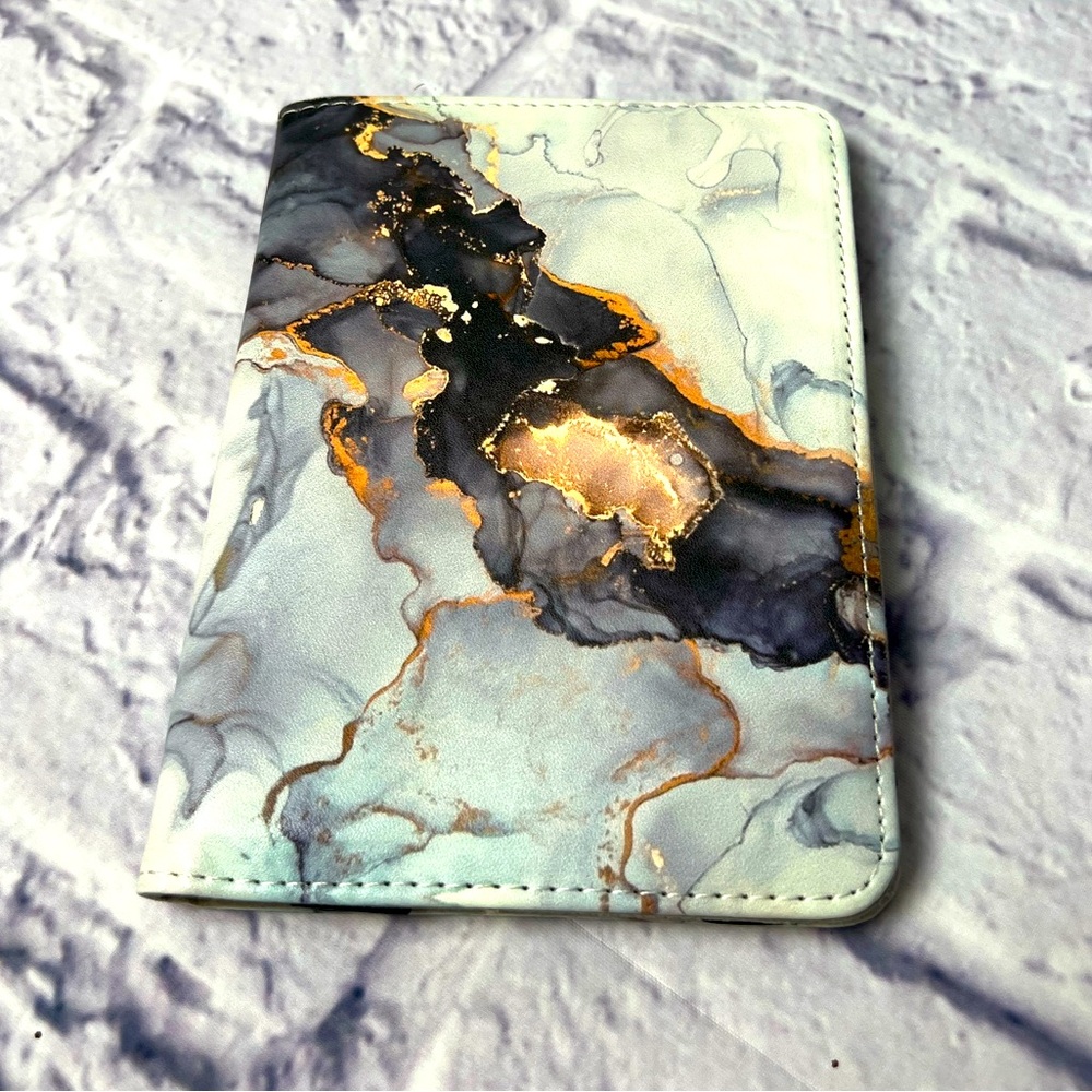 Marble Gold Accent Tablet Case - Light Blue & Black